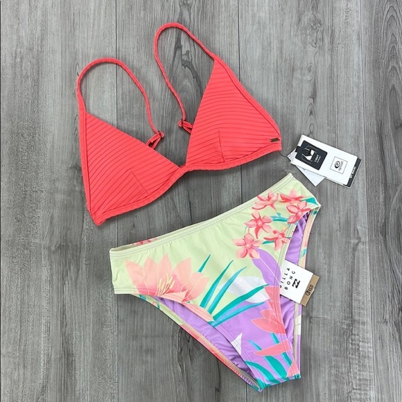 ☀️BILLABONG☀️RIP CURL☀️LOST IN DAYDREAM Premium Surf Banded Fixed Top BIKINI SET - Picture 2 of 15